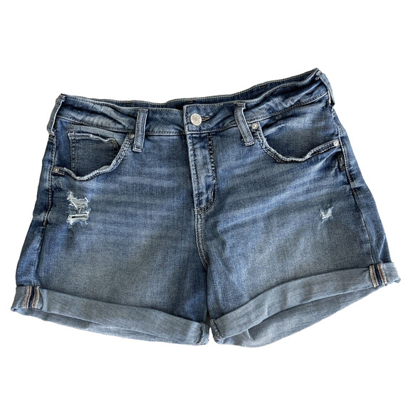 Silver Jeans Pants - Silver Jeans Co. Distressed Cuffed Boyfriend Jean Shorts Sz 32, #L53608EAE205